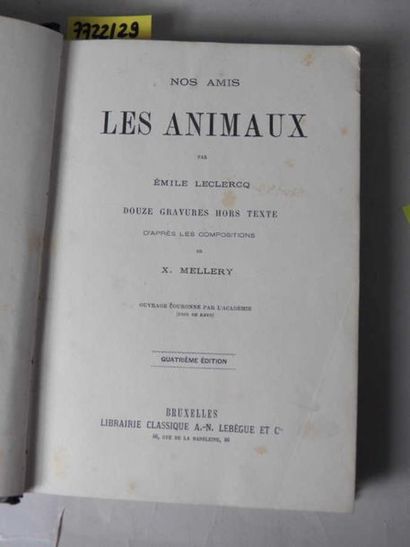 null Emile LECLERCQ - "Nos Amis les Animaux" 12 gravures de Mellery, Reliure cartonnée,...