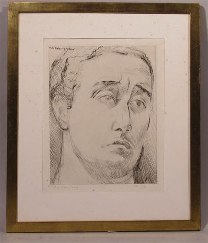 null Henry DE WAROQUIER (1881-1970) "Etude de visage masculin" Epreuve d'artiste...