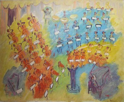 null Alain CAPISI (né en 1923) "Orchestre" Huile sur toile signée en bas à droit...