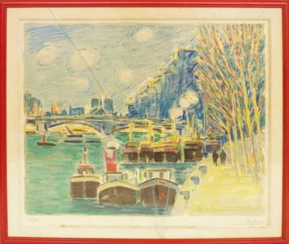 null Robert SAVARY (1920-2000)
 "Les Quais de la Seine" 
Lithographie en couleur...