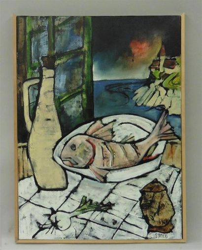 null Serge DAMIENS (25 décembre 1954)
« Le Plat du Pêcheur »
Acrylique sur toile...