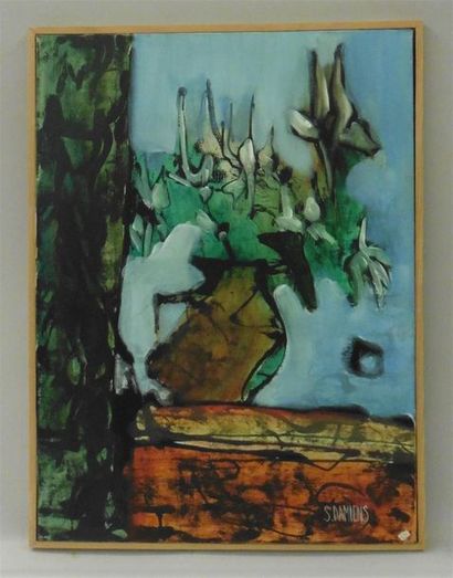 null Serge DAMIENS (25 December 1954)
" Etranges fleurs "
Acrylic on canvas signed...