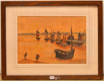 null Alain CAPISI (born in 1923) "Port Breton" Watercolour signed lower right 
Sight...