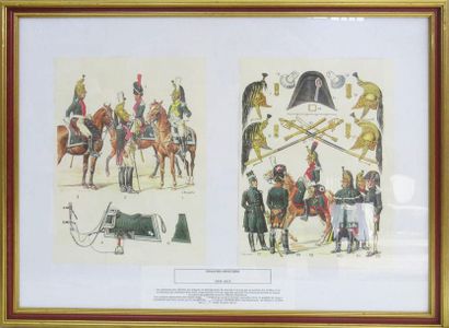null "Dragons officers 1804-1815" Deux reproductions documentaires en couleur encadrées...