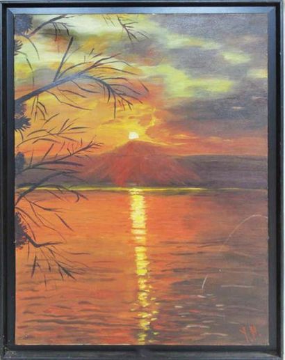 null Yvette HAMMOUN-CONTER (XX) "Sunset" Oil on canvas monogrammed lower right -...