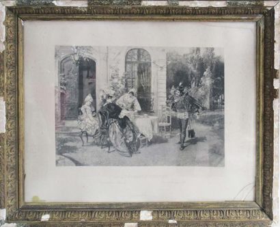 null Gravure anglaise en noir et blanc "An agreeable visitor" 37 x 52 cm (vitre et...