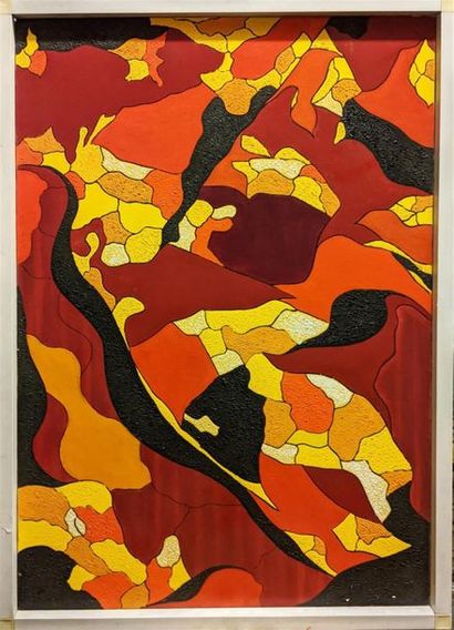 null AUBIAN ( XXth)
"Abstract composition"
Oil on canvas.
60 x 93 cm.