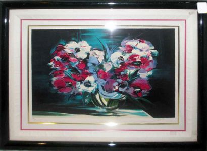 null Victor SPAHN (né en 1949) "Petit bouquet" Lithographie signée - 45 x 60 cm