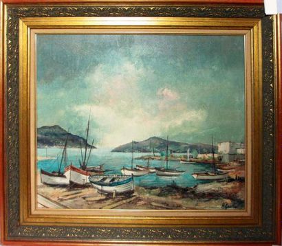 null GANTIN (XXth) "Navy" Oil on canvas signed lower left - 27 x 35 cm 