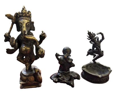 null Meeting of three bronze subjects from the Far East including a representation...