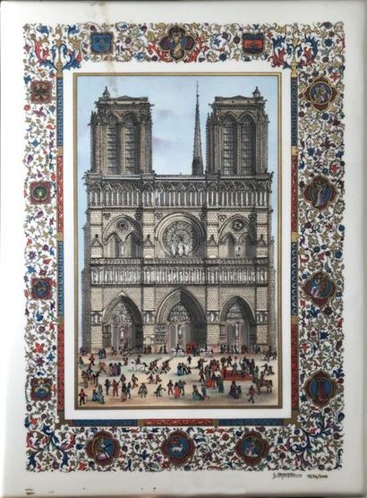 null GRADASSI Jean (1907-1989). 
 "Cathedral Notre Dame de Paris"
Miniature on porcelain...