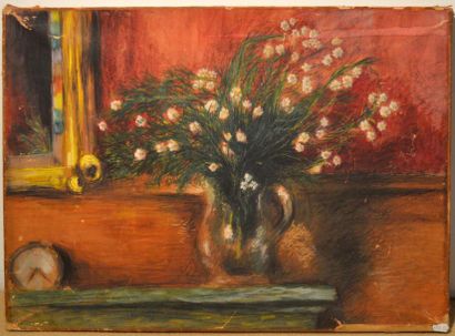 null Ecole FRANCAISE du XXème siècle
"Bouquet de fleurs"
Gouache sur toile
46 x 60,5...