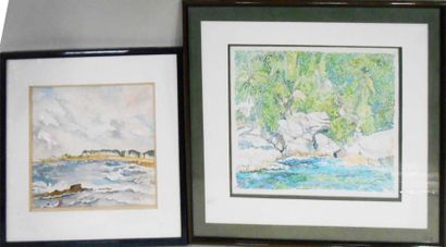 null RUELLE "Marines" Two framed watercolours on paper
Sight size of the largest:...