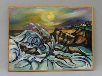null Serge DAMIENS (25 décembre 1954)
« Grosses vagues »
Acrylique sur toile signée...