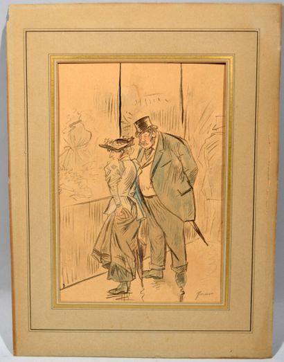 null Jean louis FORAIN (1852-1931)

"Couple with umbrellas"

Aqaurelle and wash signed...