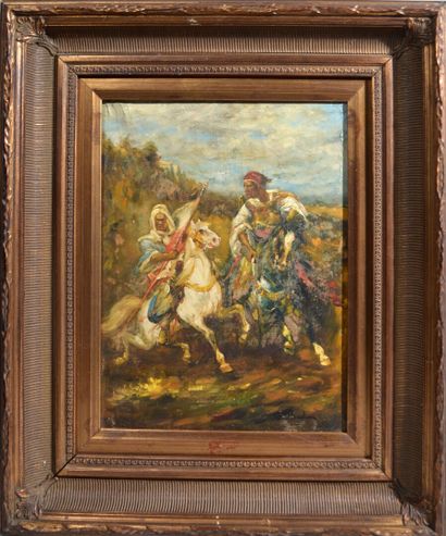 null G. BOGLIONI (XIX-XXth)

"Orientalist scene with the two horsemen."

Oil on canvas...