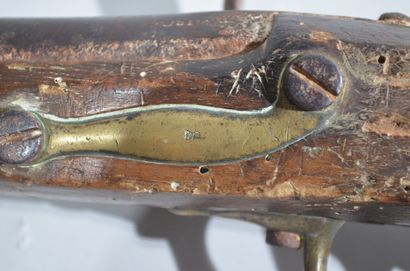 null Flintlock pistol model An XIII with walnut stock, brass fittings are well punched...