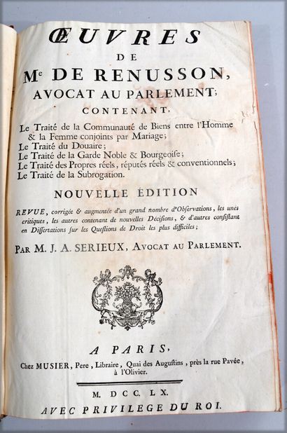 null SÉRIEUX (M.J.A.), Traité de la communauté de biens entre l'homme et la femme...