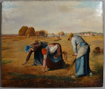 null F. FALGINELLI after MILLET

"The gleaners"

Oil on canvas signed lower right

(Restoration)

60...