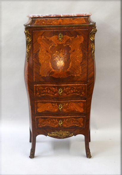 null Secretary with inlaid flap on all sides in rosewood, amaranth, rosewood and...