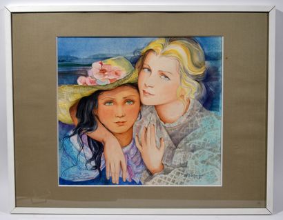 null Monique ARQUIZAN (XX-XXI)

"Mother and daughter"

Watercolor on paper signed...