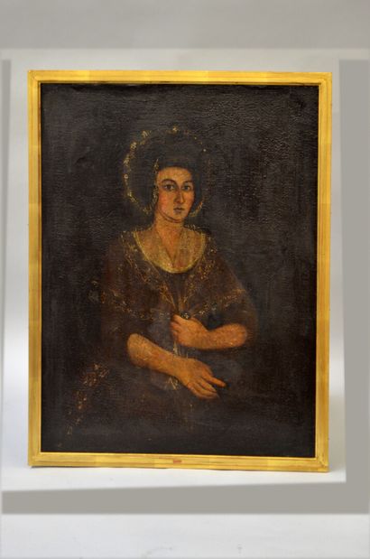 null Probably a 19th century Spanish school.

"Portrait of a woman in a lace sweater."

Oil...