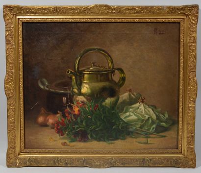 null A. ROBERTS (20th century)

"Teapot Still Life"

Oil on canvas signed upper right

(Accidents)...