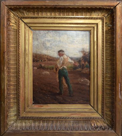 null French school of the second half of the XIXth century

"The Sower"

Oil on panel...