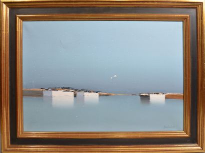 null Pierre DOUTRELEAU (1938)

"Boats"

Oil on canvas signed lower right titled on...