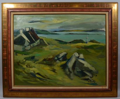 null E. VIOTTI (XXth)

"Calvary by the sea in Brittany"

Oil on canvas signed lower...