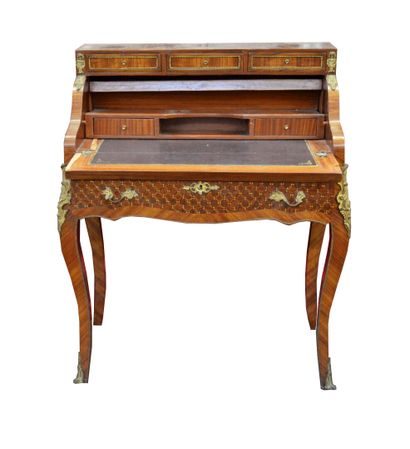 null Inlaid desk called "dos d'âne" desk all faces in rosewood, amaranth, rosewood...