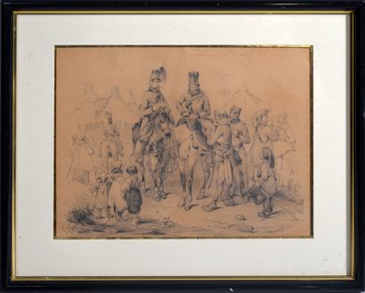 null 19th century FRENCH school

"Halt for the hussars"

Pencil drawing on paper...