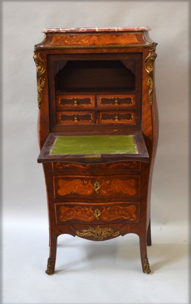 null Secretary with inlaid flap on all sides in rosewood, amaranth, rosewood and...