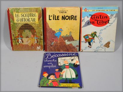 null TINTIN, comic book set including : 

- "Tintin in Tibet", 1960 (rubbed corners,...