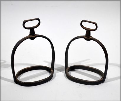 null Pair of steel dragoon stirrups with oval shaped underfoot

Second Empire period...