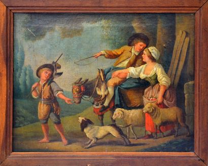 null Ecole ITALIENNE du XVIIIe siècle 

"Les trois enfants jouant avec un âne"

Huile...