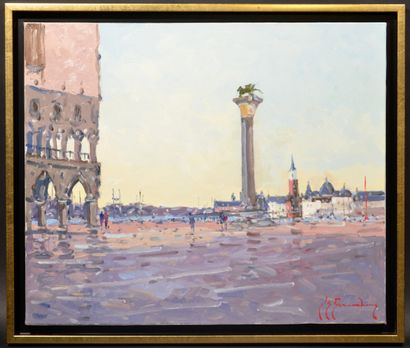 null Guy LEGENDRE (born in 1946) 

"Saint Mark's Square in Venice".

Oil on canvas...