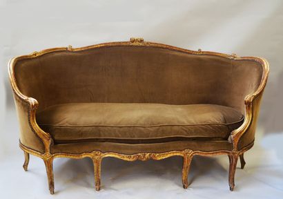 null Large BODY COUCH with gilded lacquered beech frame decorated with roses and...