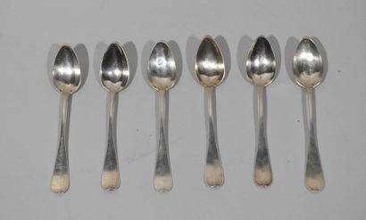 null SET OF 6 SMALL SPONSORS in solid silver with spatulas decorated with a leafy...