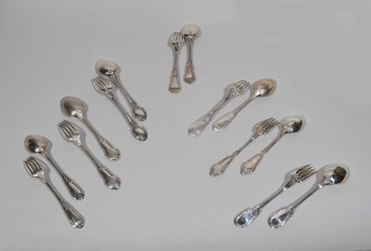 null REUNION OF 7 solid silver baptismal cutlery including a fork and a spatula spoon...