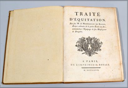 null [EQUITATION]

MONTFAUCON DE ROGLES.

Traité d'équitation. A Paris, Imprimerie...