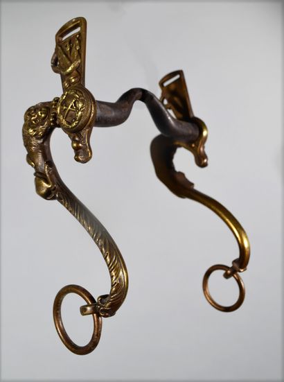 null Officer's bridle bit, in chased and gilded bronze. The bronze bosses decorated...