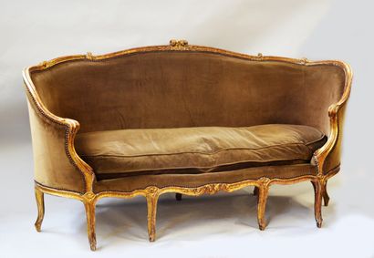 null Large BODY COUCH with gilded lacquered beech frame decorated with roses and...