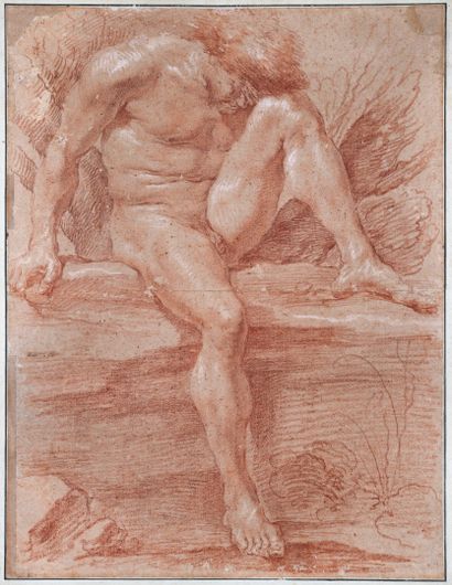  Gian Lorenzo BERNINI (1598-1680) 
Academy of a man 
Sanguine with light white chalk...