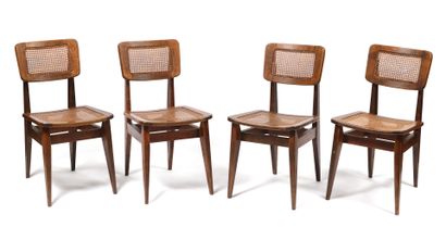 null GUBI - Suite of four chairs model "C-Chair" of dining room in oiled oak, with...