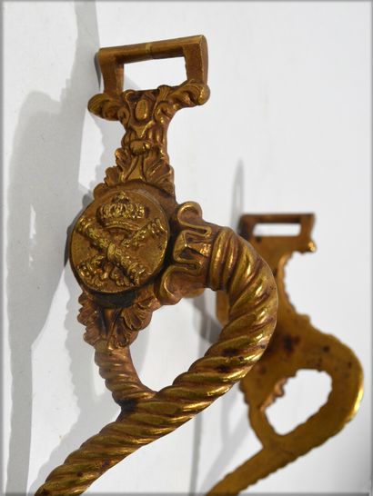 null Gilded and chased bronze bridle bit of an officer of the Maréchal d'Empire....
