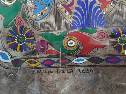 null EMILIO DELA ROSA - PEROU (XXe)

"Femmes au village"

Peinture minérale sur écorce...