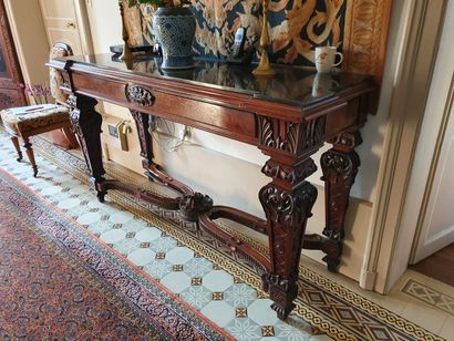 Important GIBIER CONSOLE in solid mahogany,...