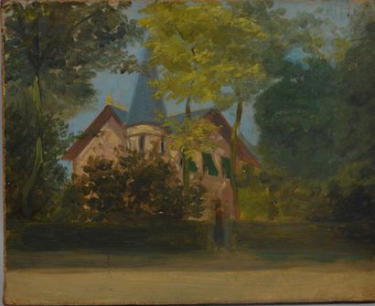 null ECOLE MODERNE 

ANONYME

"Vue d'une demeure de campagne"

Huile sur toile

21,5...