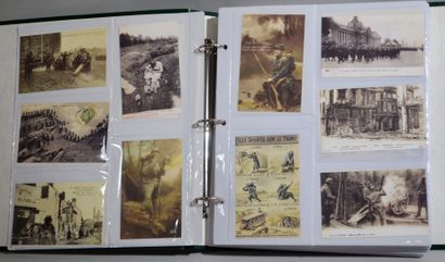 null LOT de quatre grands albums de cartes postales début XXème et époque contemporaine...